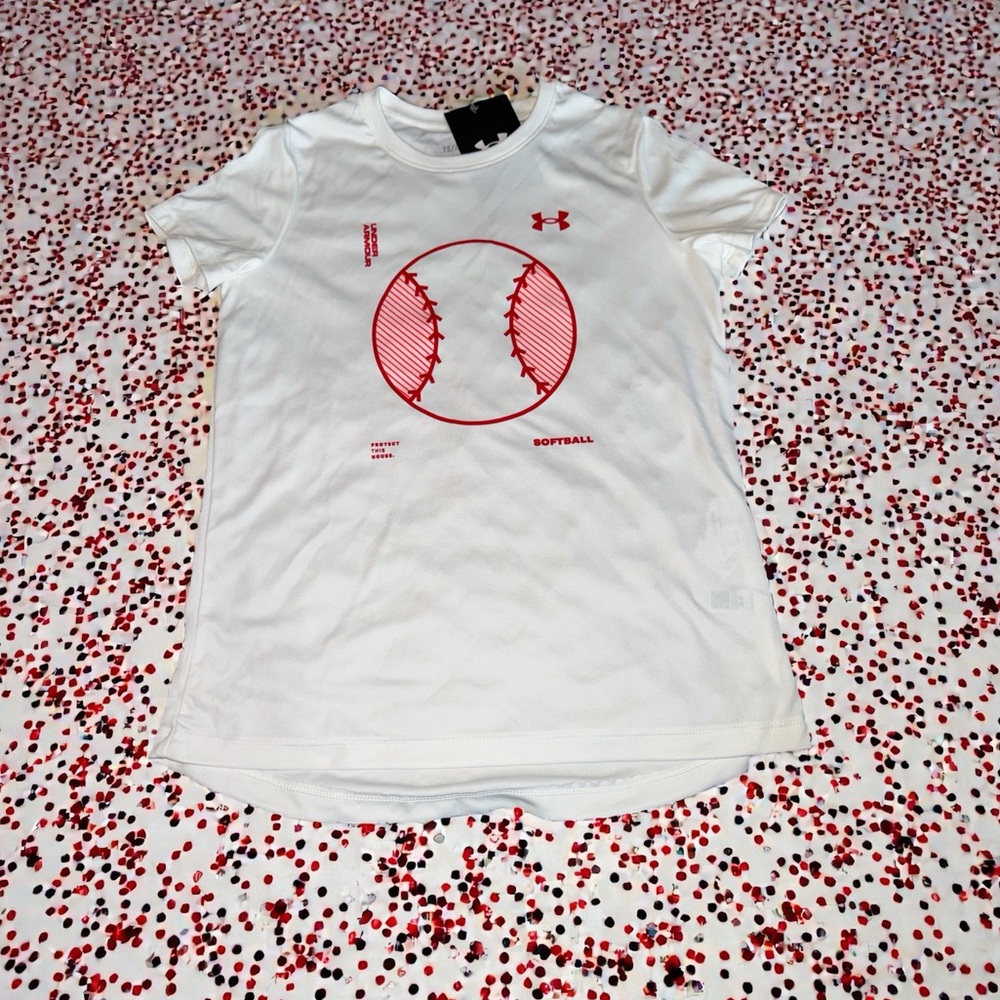 Under Armour Girls Softball Tee (S) NEW